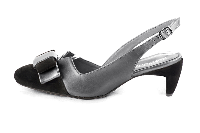 French elegance and refinement for these matt black and dove grey dress slingback shoes, with a knot, 
                available in many subtle leather and colour combinations. The pretty French spirit of this beautiful pump will accompany your steps nicely and comfortably.
To be personalized or not, with your materials and colors.  
                Matching clutches for parties, ceremonies and weddings.   
                You can customize these shoes to perfectly match your tastes or needs, and have a unique model.  
                Choice of leathers, colours, knots and heels. 
                Wide range of materials and shades carefully chosen.  
                Rich collection of flat, low, mid and high heels.  
                Small and large shoe sizes - Florence KOOIJMAN